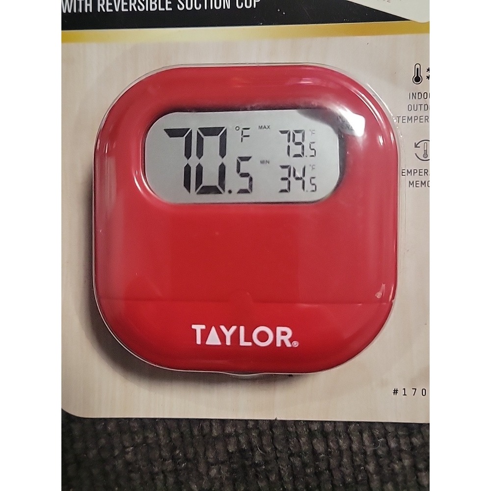 Taylor 1700 Digital Thermometer -4 to 140 deg F Plastic Casing Red Indoor/outdoo